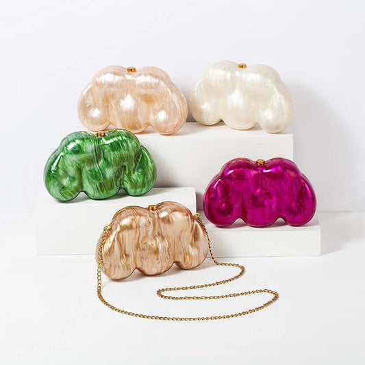 Cloud Shaped Clutch Bag Acrylic Clutch  Women Wedding Evening Party Ivory Bag