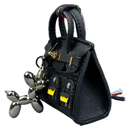 Crocodile-Embossed Detachable Handbag with Balloon Dog Keychain
