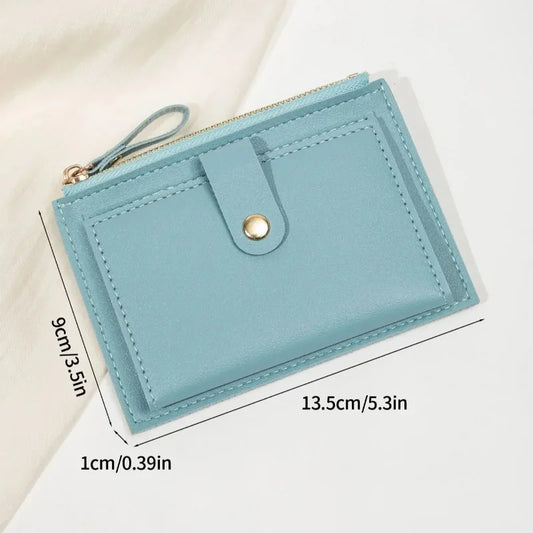 women's short card bag ultra-thin mini PU leather