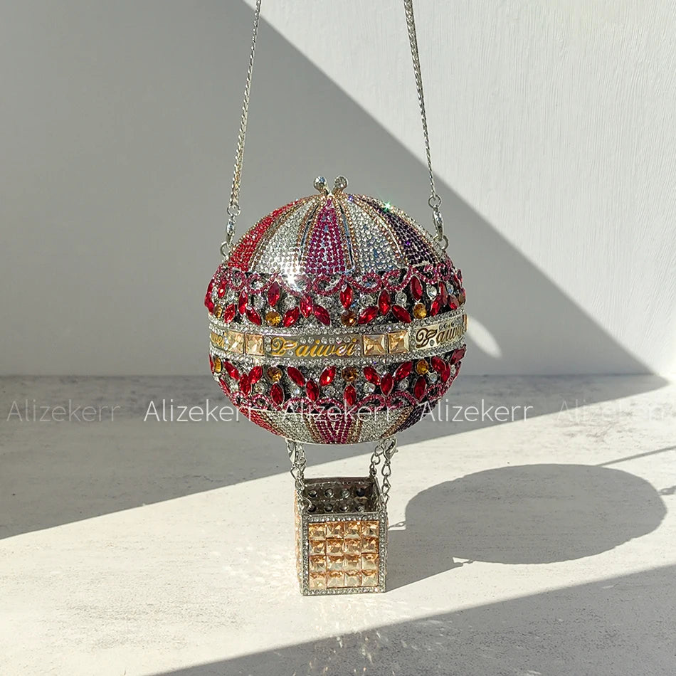 Alizekerr Hot Air Balloon Shaped Crystal Evening Bags