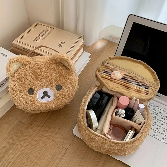 Cute Teddy Bear Makeup Bag | Portable Manga Laundry Storage Bag, Perfect Birthday Gift For Girls,