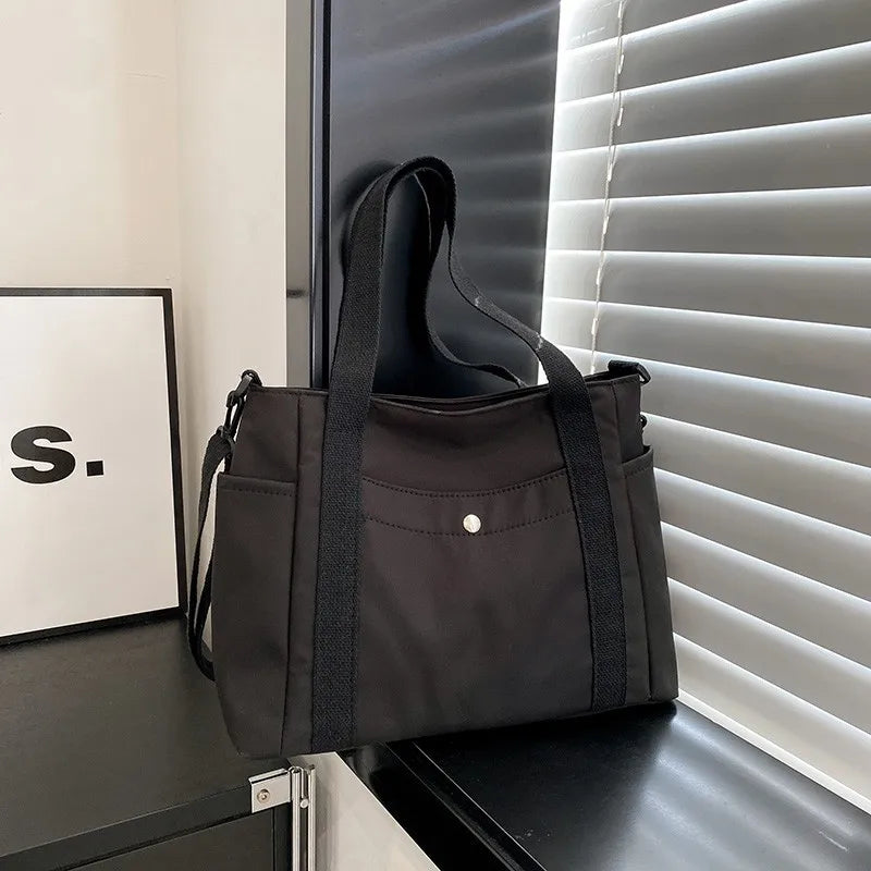 Large Capacity Nylon Crossbody Bag Casual Solid Color Messenger Shoulder Bag