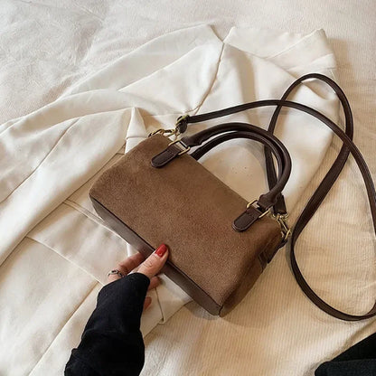 Simple and Fashionable Faux Suede Crossbody Bag,