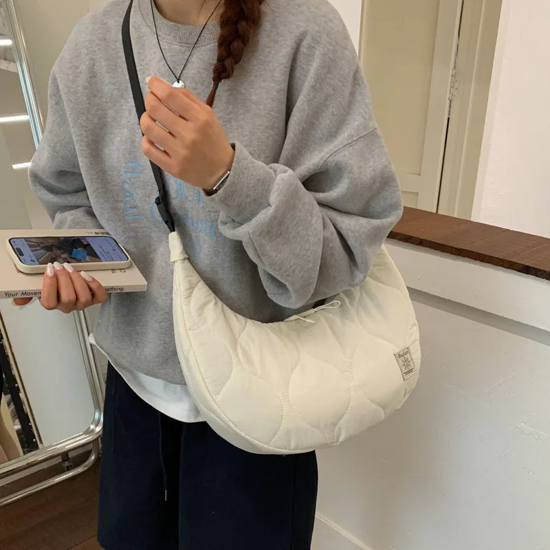 Korean Style Embroidery Commuting Hobo Bag