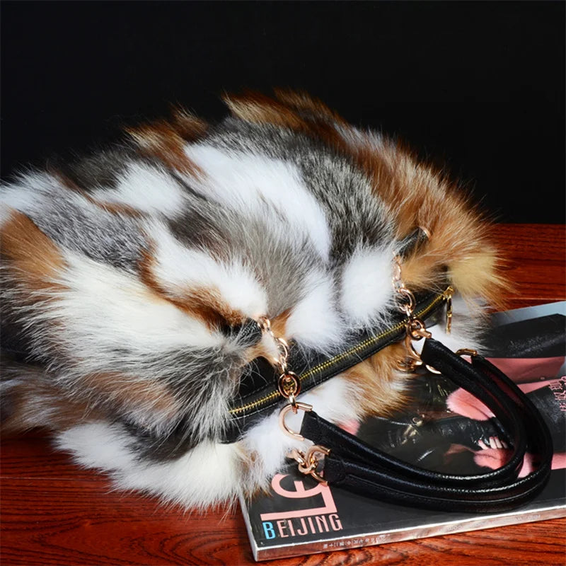 Soft Fox Hair High-end Handbag Large Capacity Charm Fur Bag