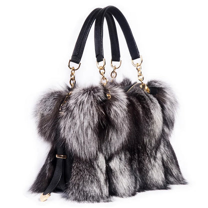 Soft Fox Hair High-end Handbag Large Capacity Charm Fur Bag