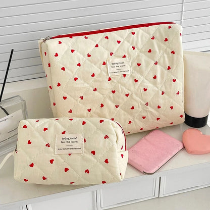 Women Quilting Makeup Bag Large Capacity Toiletry Cosmetic Storage Pouch
