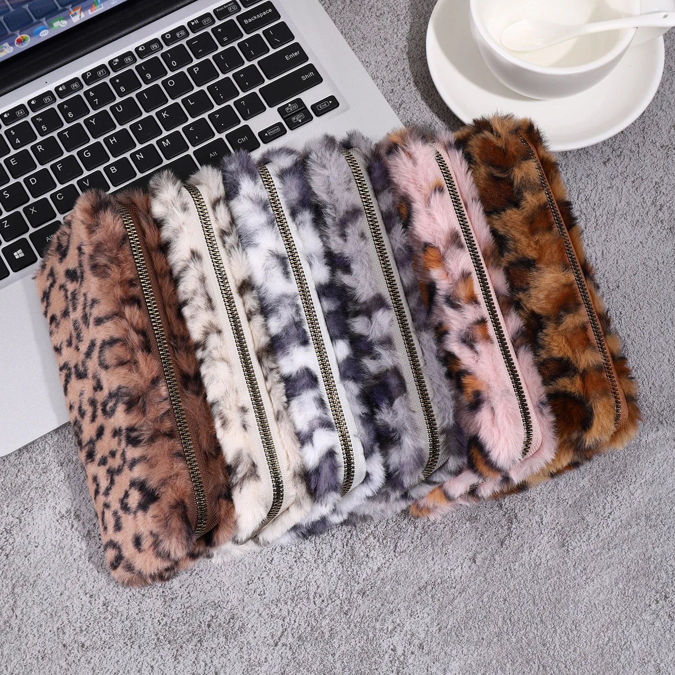 Plush Coin Purse, Stylish Leopard Print Long Wallet, Portable For Daily
