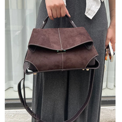 Vintage Frosted Suede Flap Shoulder Bag