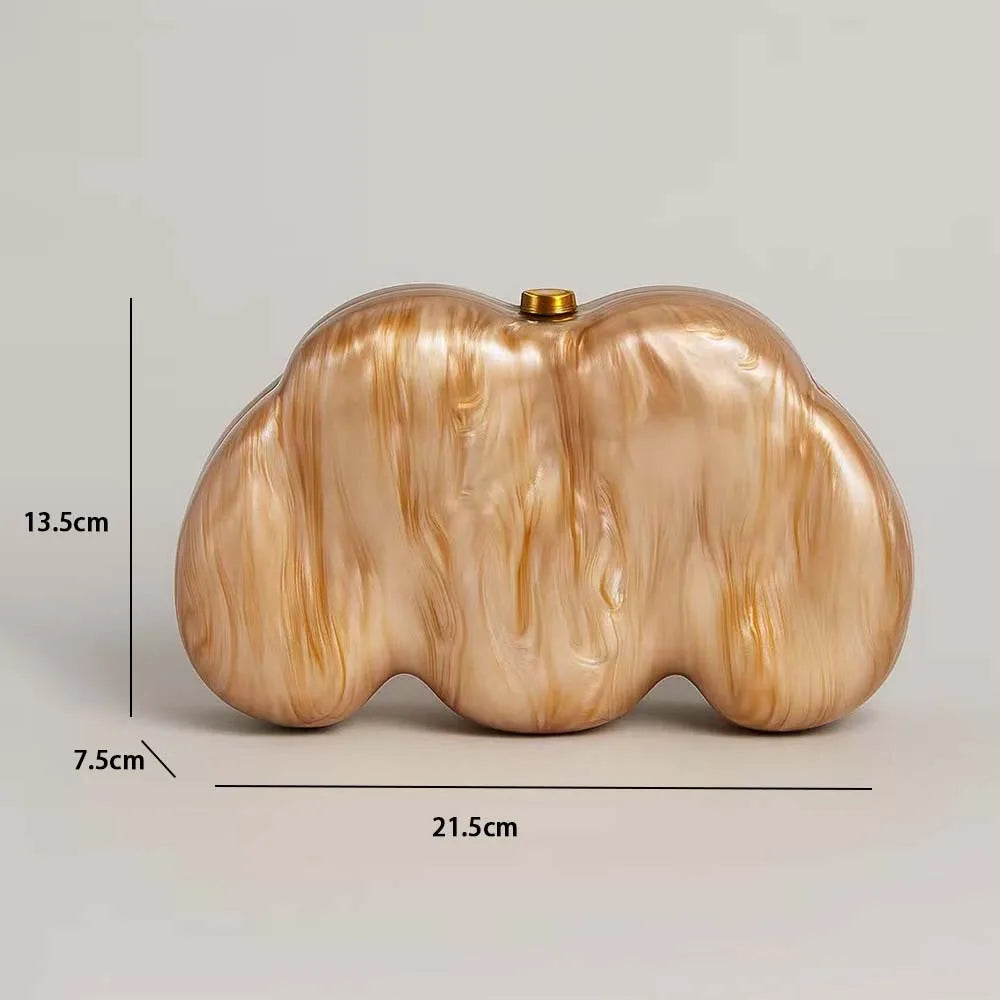 Cloud Shaped Clutch Bag Acrylic Clutch  Women Wedding Evening Party Ivory Bag