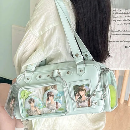 Star Chain Y2k Harajuku Blue Lolita Girl Pain Bags Transparent Japanese Crossbody Bag