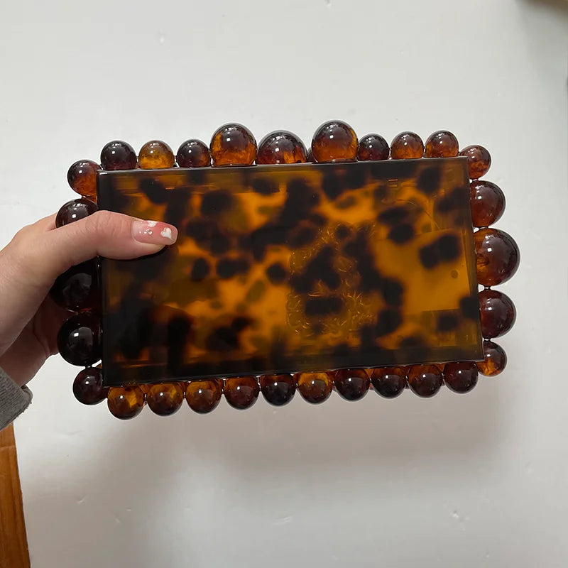 Acrylic Beaded Dinner Chain Evening Clutch Bags for Women