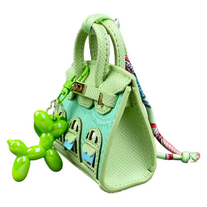 Crocodile-Embossed Detachable Handbag with Balloon Dog Keychain