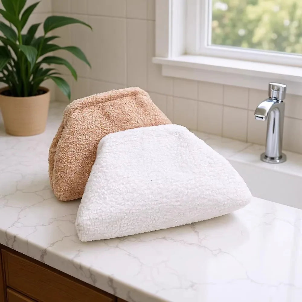 Teddy Fur Cosmetic Storage Bag With Large Opening Clip Large-Capacity Toiletry Bag