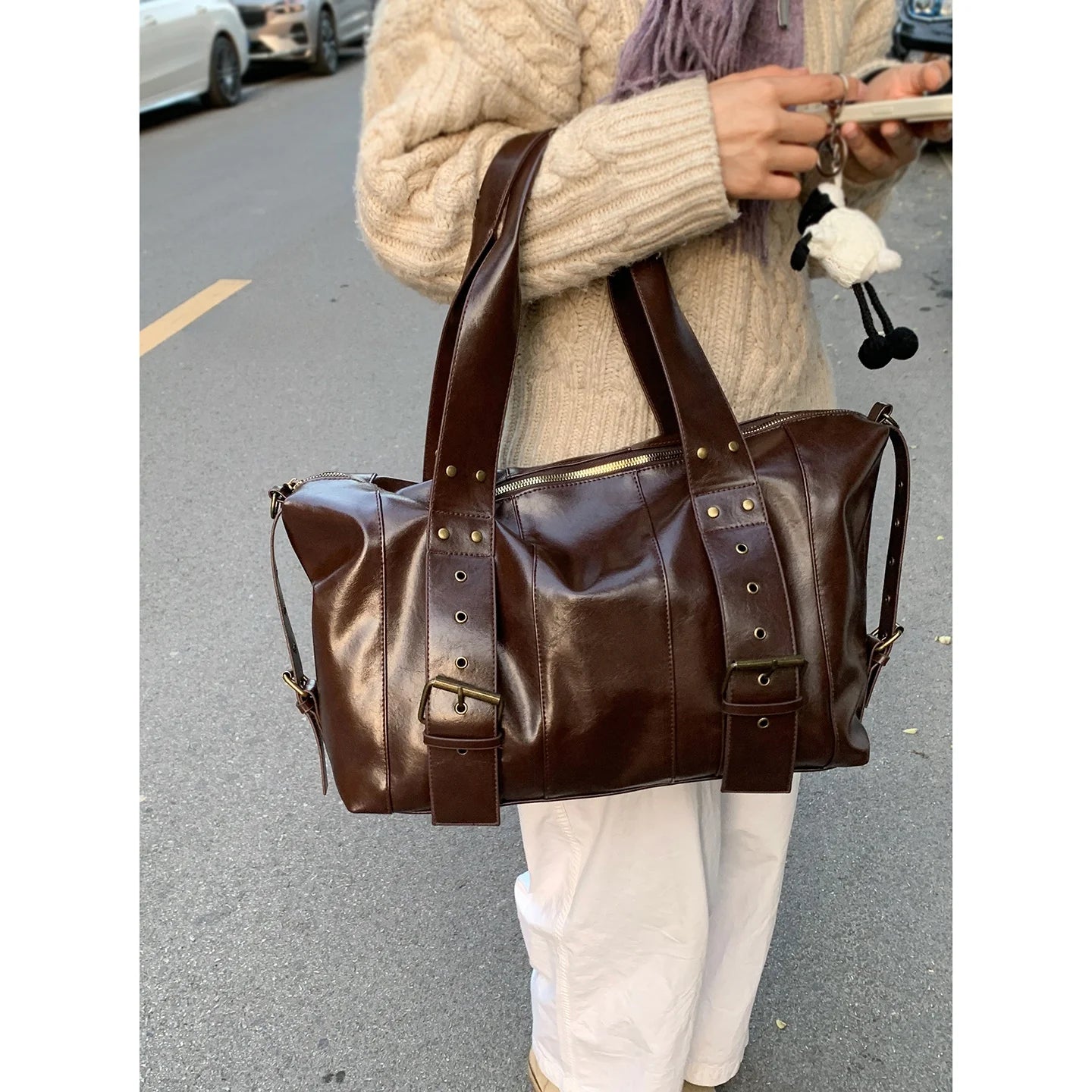 Vintage Women's Motorcycle Shoulder Bag Commuter Tote