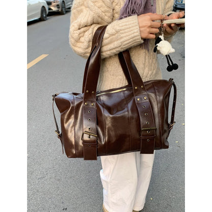 Vintage Women's Motorcycle Shoulder Bag Commuter Tote