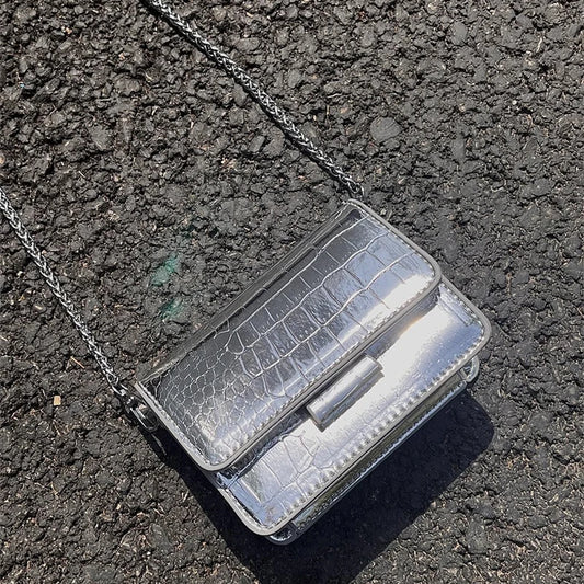 Vintage Women Silver Chic Crossbody Bag Luxury Designer Small Shoulder Bags