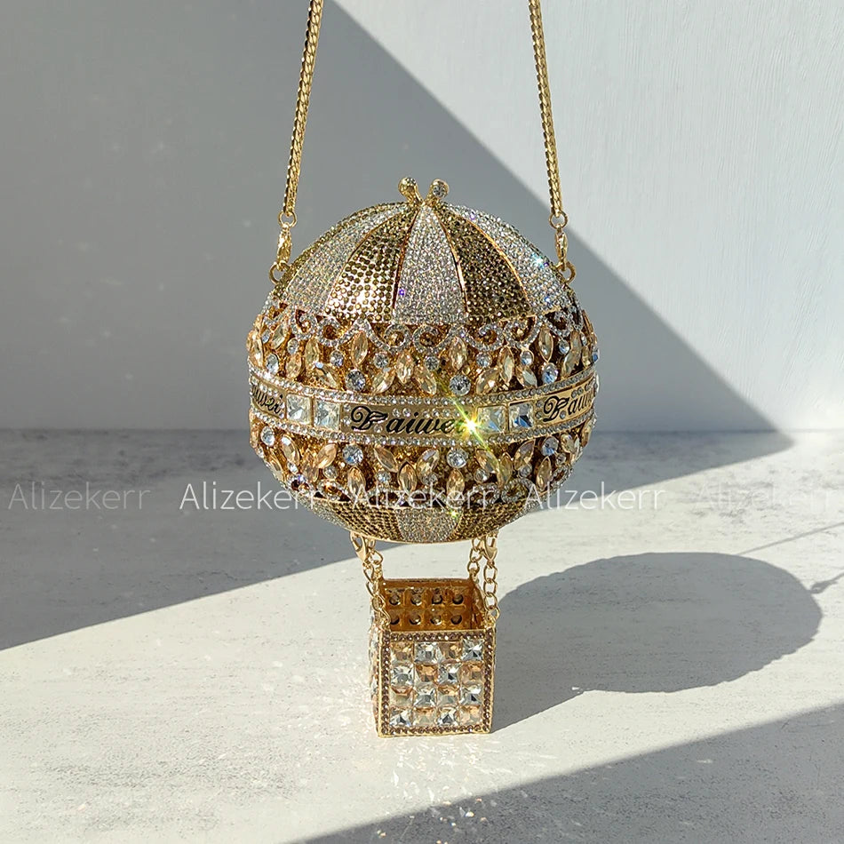 Alizekerr Hot Air Balloon Shaped Crystal Evening Bags