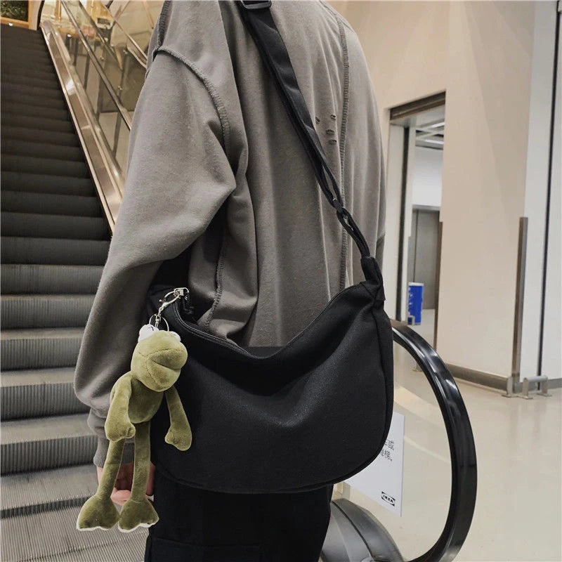 Unisex Canvas Crossbody Bag Large Capacity Hip-Hop Street Style