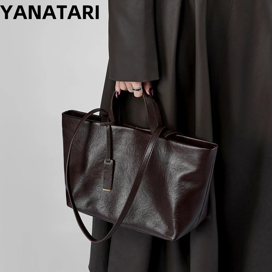 Large Capacity Soft Leather Korean Styled Bag