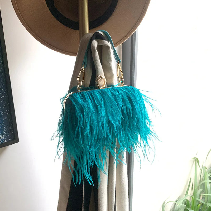 Evening Bags Party Wholesale Ostrich Feather Shoulder Bags for Women