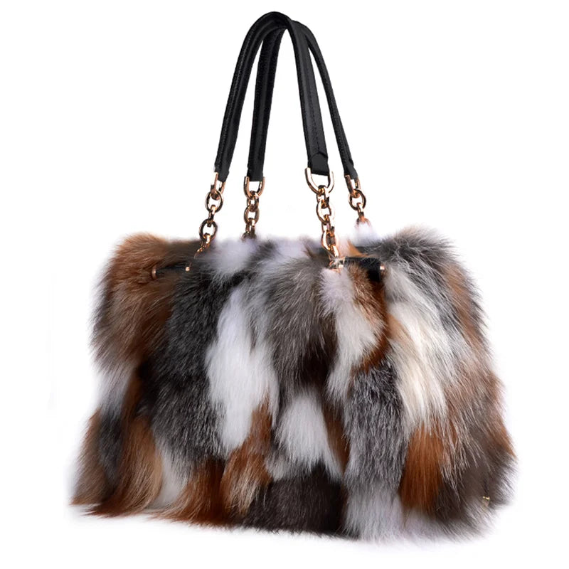 Soft Fox Hair High-end Handbag Large Capacity Charm Fur Bag
