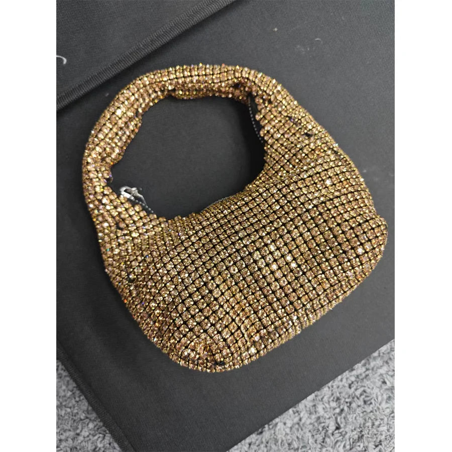 Handle Rhinestones Evening Bag Silver Crystal Top Handle Totes For Women