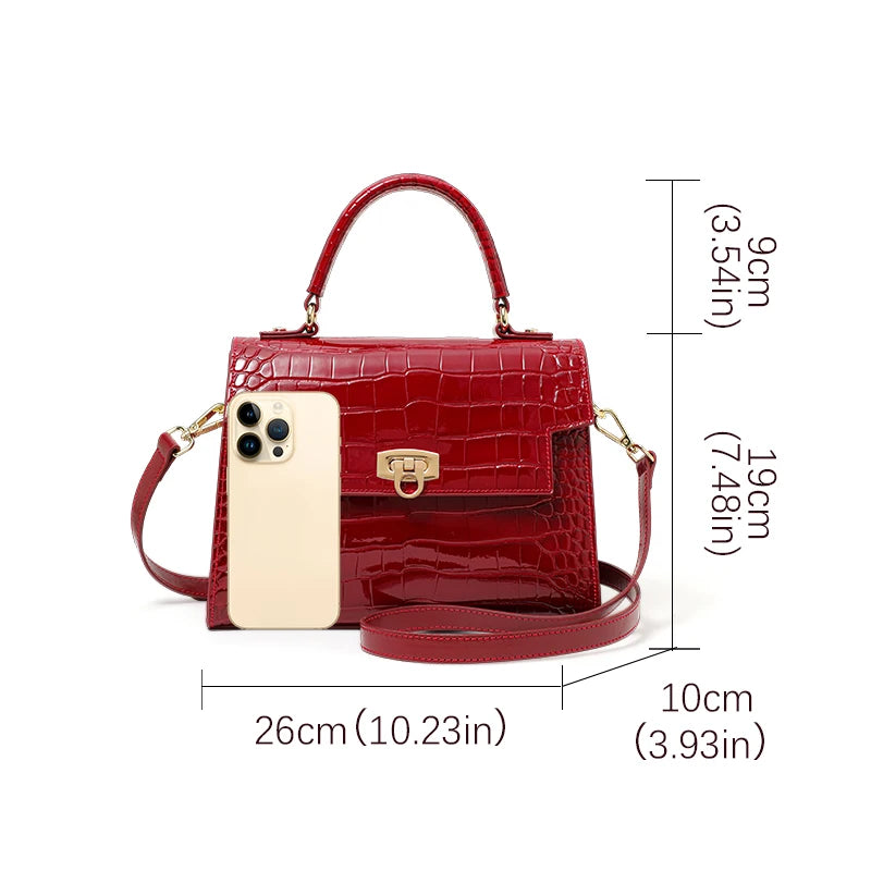 Lacquer Skin Crocodile Pattern Women's Handbag