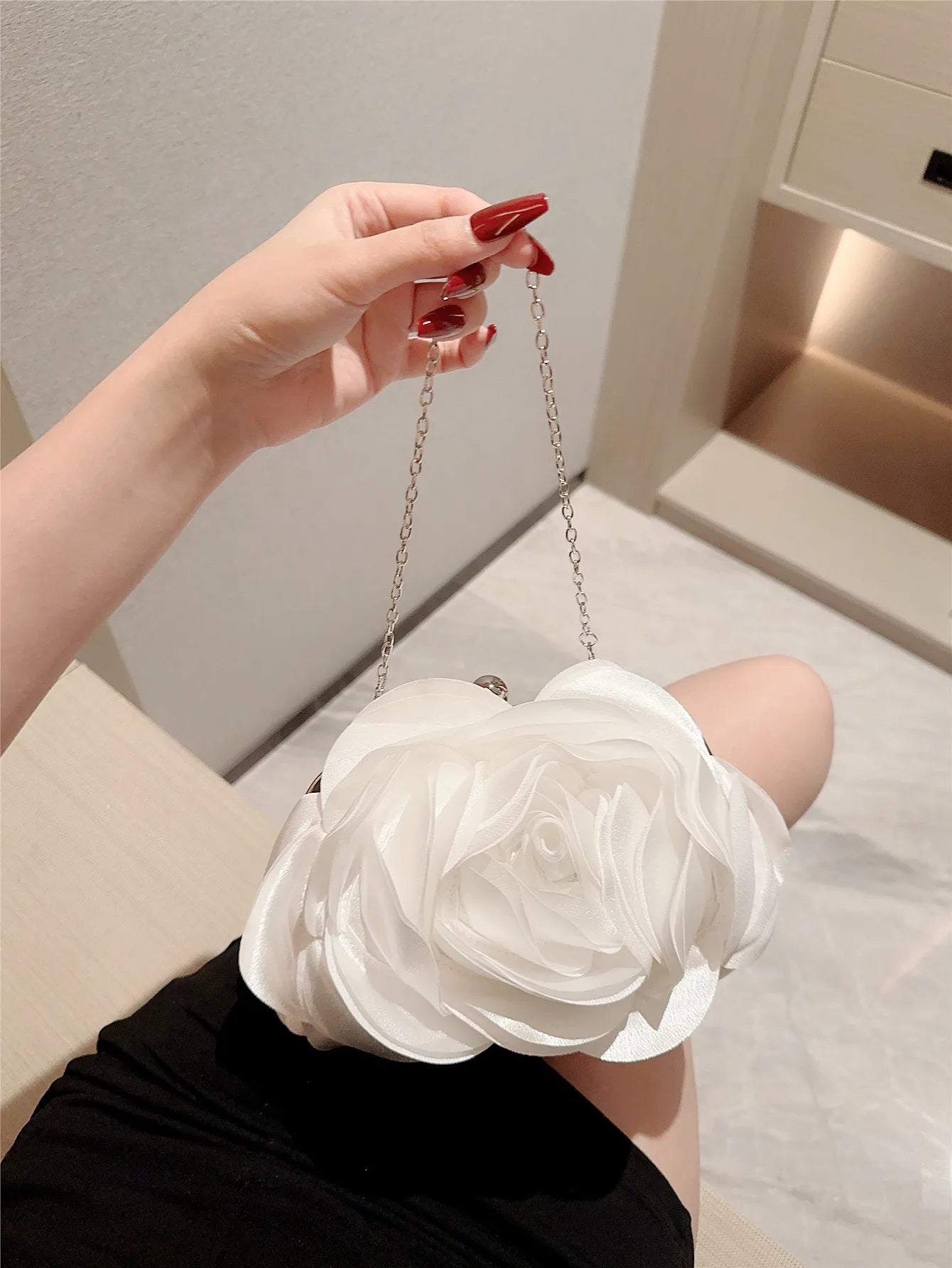 Dinner Bag Flower Clutch Bag White Romantic Wedding Bag