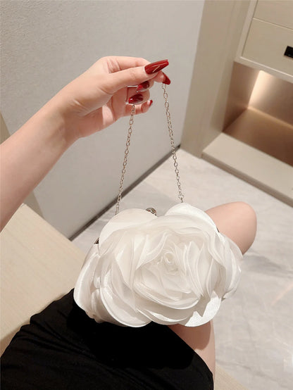 Dinner Bag Flower Clutch Bag White Romantic Wedding Bag
