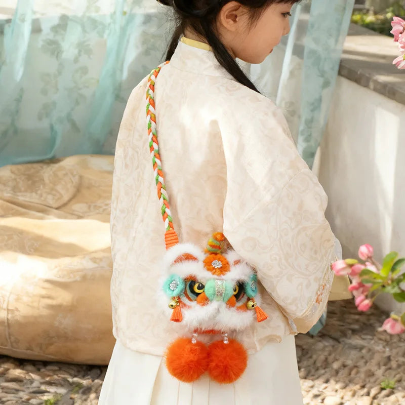 Cute Lion Dance Plush Women Crossbody Bag