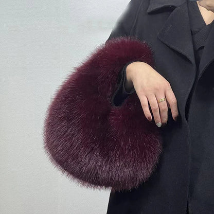 Casual Furry Solid Color Soft Plush Ladies' Clutch