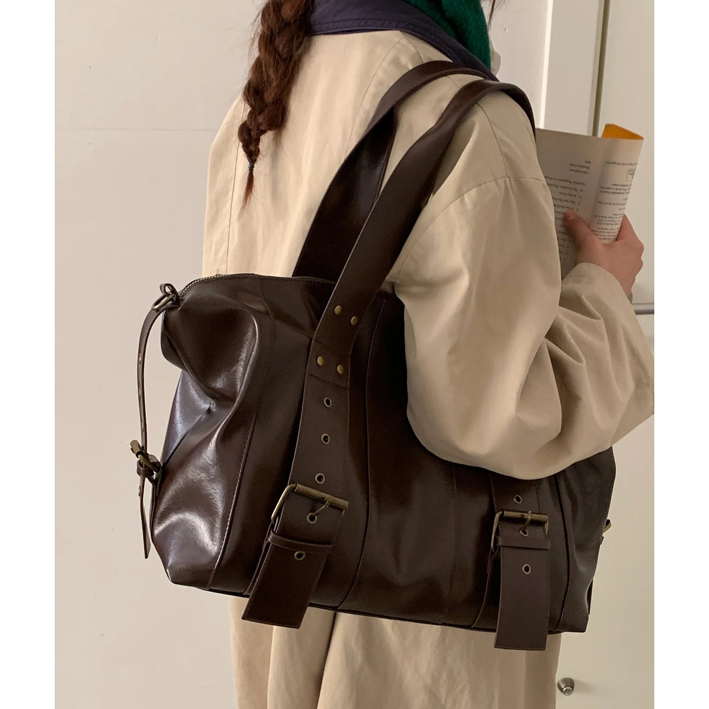 Vintage Women's Motorcycle Shoulder Bag Commuter Tote