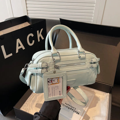 Glossy PU Shoulder & Crossbody Bags Solid Zipper