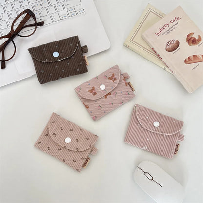 Floral Corduroy Card Small Coin Pouch