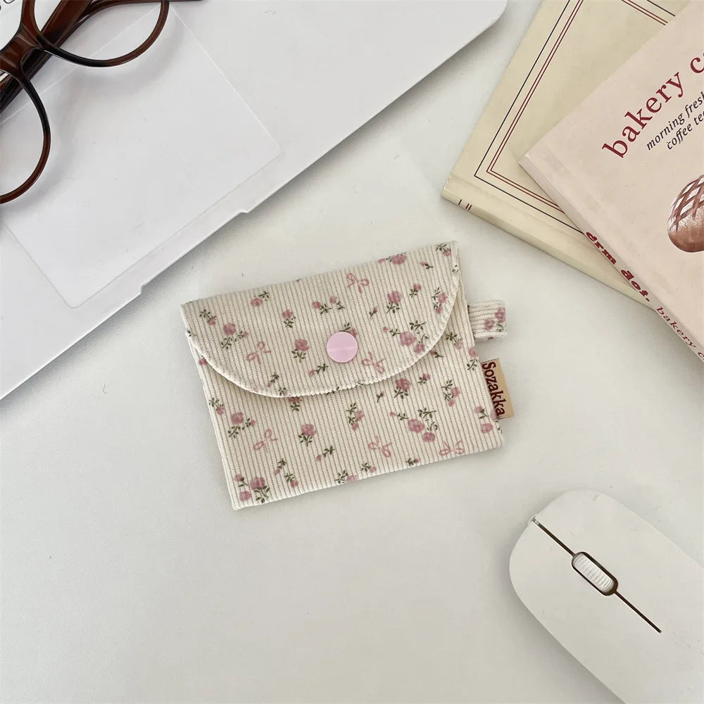 Floral Corduroy Card Small Coin Pouch