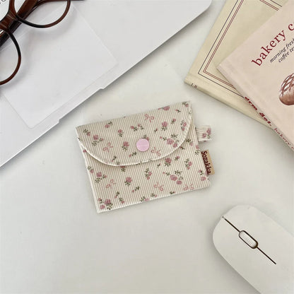 Floral Corduroy Card Small Coin Pouch