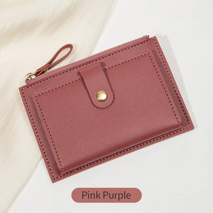 women's short card bag ultra-thin mini PU leather