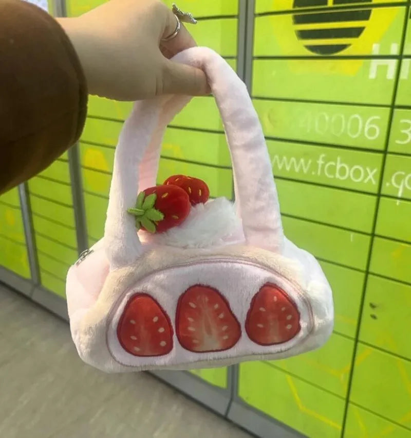 Sweet Kawaii Strawberry Top-Handle Bags Japanese Cute Fashion Casual Handbag