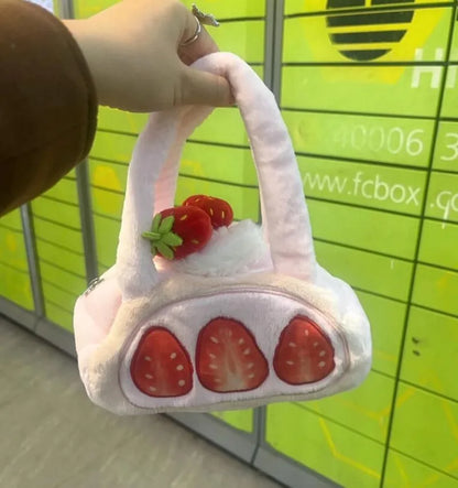 Sweet Kawaii Strawberry Top-Handle Bags Japanese Cute Fashion Casual Handbag