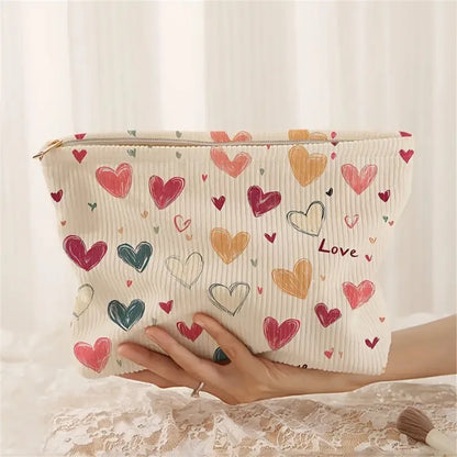 Charming Heart Pattern Lightweight Zipper Makeup Bag