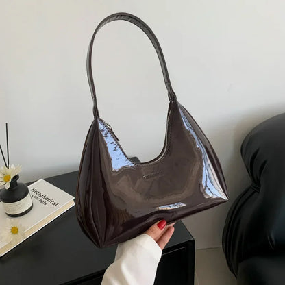 Solid Shoulder Bags  Patent Leather  for Women
