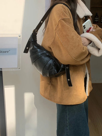 Autumn And Winter New Retro Croissant Crossbody Bag,