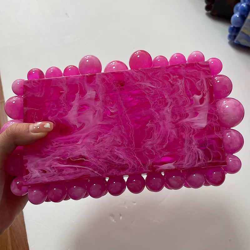 Acrylic Beaded Dinner Chain Evening Clutch Bags for Women