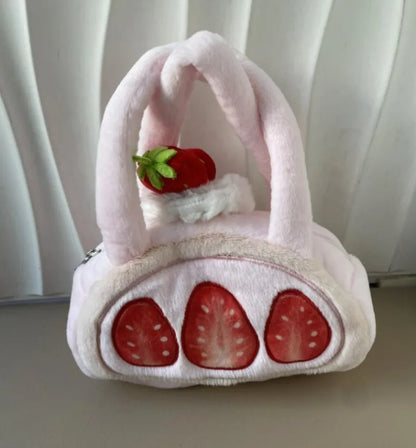 Sweet Kawaii Strawberry Top-Handle Bags Japanese Cute Fashion Casual Handbag