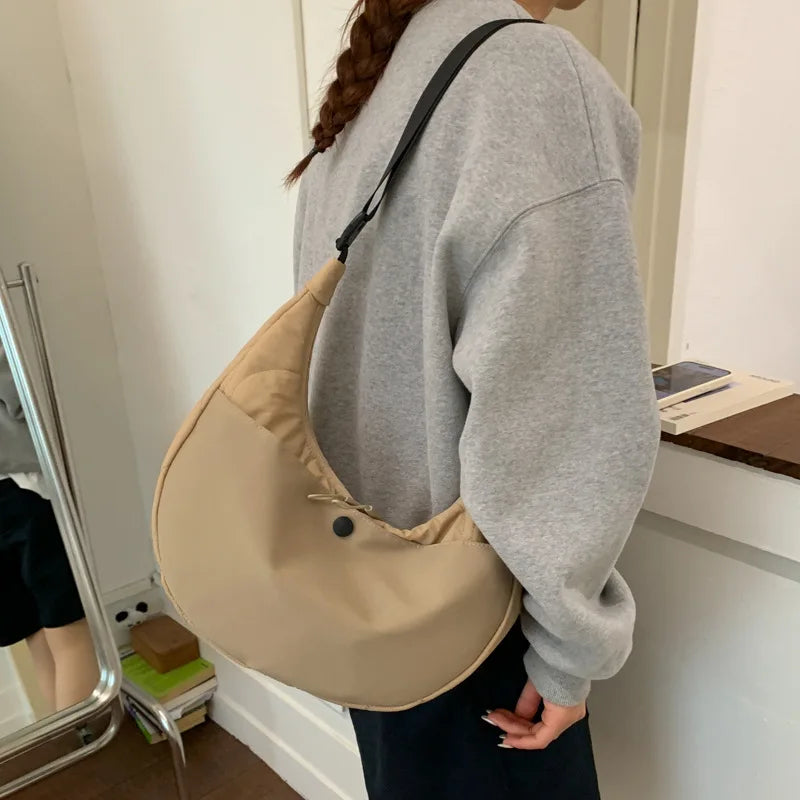 Korean Style Embroidery Commuting Hobo Bag