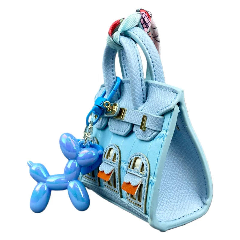 Crocodile-Embossed Detachable Handbag with Balloon Dog Keychain