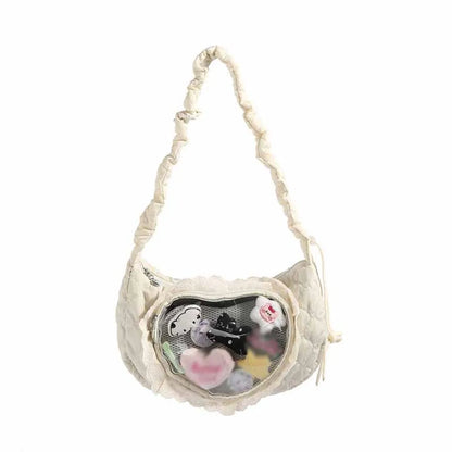 Zipper Bag Love Heart Lace Handbag