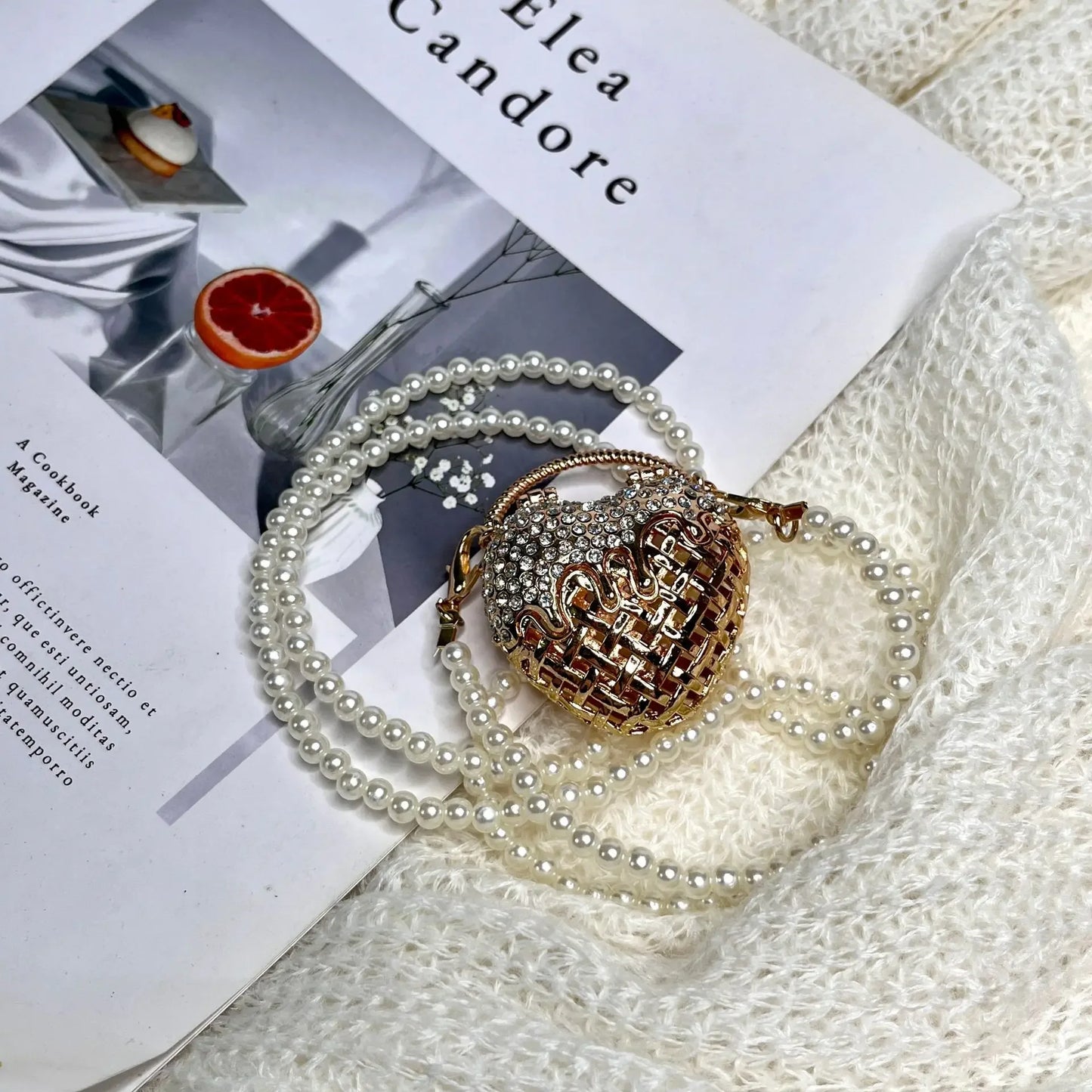 Designer Hollowed Out Heart- Shaped Dinner Bags for Women