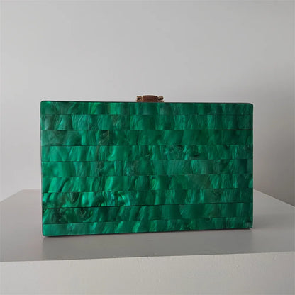 Candy Pearl Marble Striped Acrylic Material Shoulder Messenger Evening Box Clutch